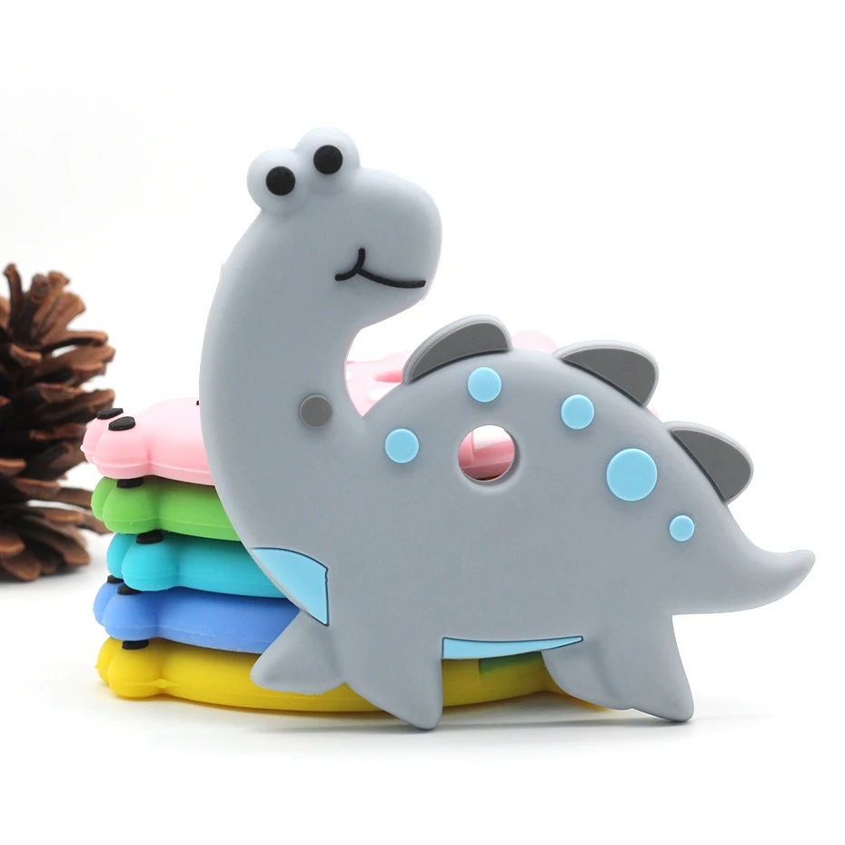 

1PC Food Grade Silicone Teethers DIY Animal Dinosaur Baby Ring Teether Infant Silicone Chew Charms Teething Gift Toddler Toys
