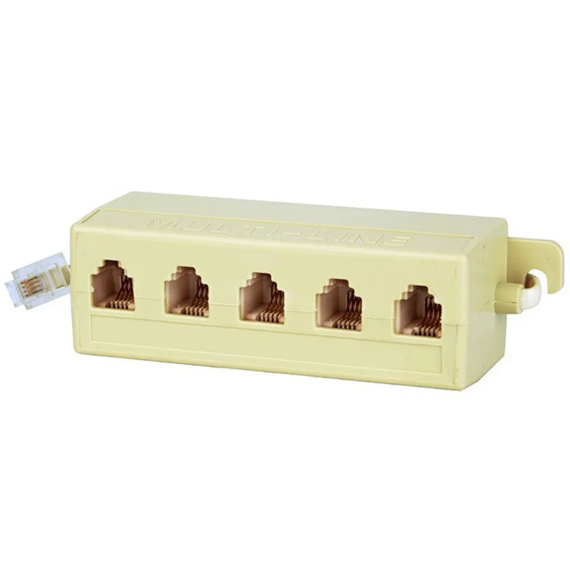 

CY 5 Way Outlet 6P4C RJ11 RJ12 Telephone Phone Modular Jack Line Splitter Adapter