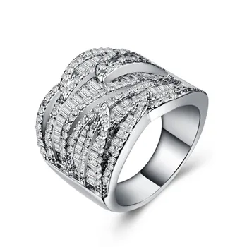 

Huitan Luxury Band Ring with Clear Cubic Zirconia Invisible Setting Fashion Cocktail Party Rings for Men & Women New Year Gift