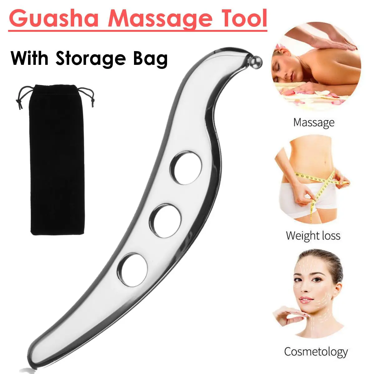 Buy 304 Stainless Steel Gua Sha Guasha Massager Tool Scraper Physical Therapy Loose Muscle Meridian Massage Machine SPA Board Tool