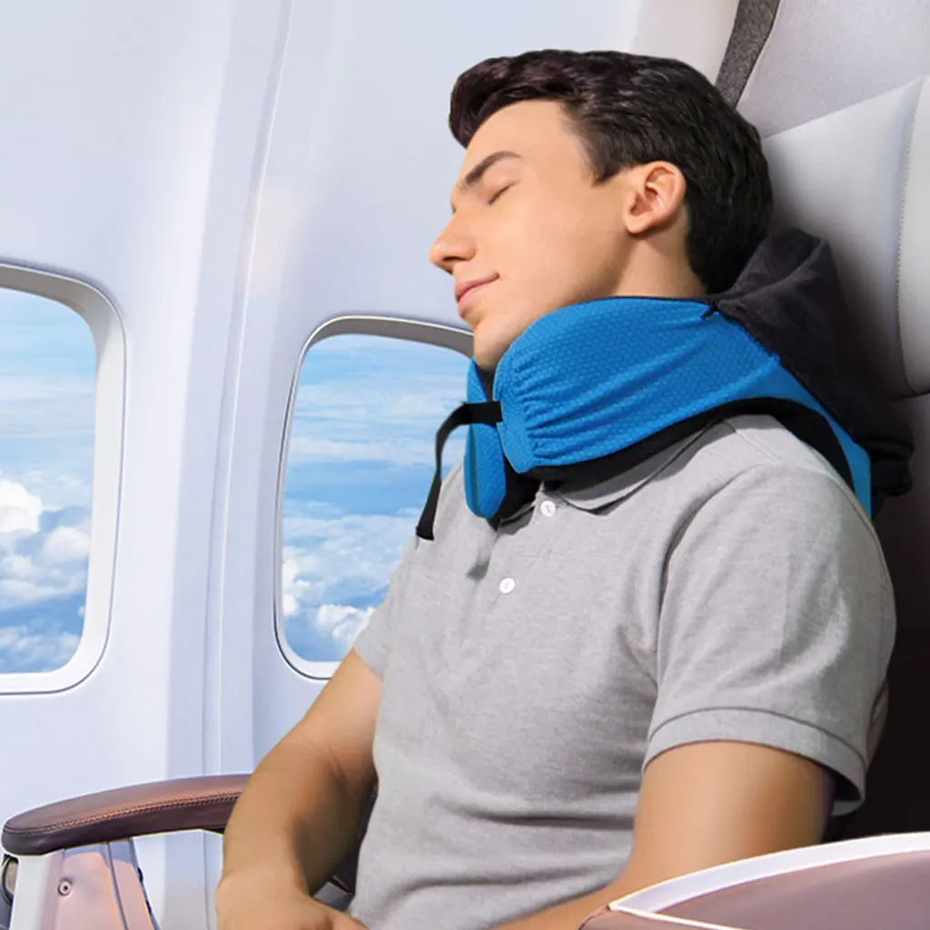 

Dropship 6-in-1 Neck Pillow Long Haul Astronaut Memory Foam Travel with Detachable Hood Adjustable Neck Size Side Elastic Pocket