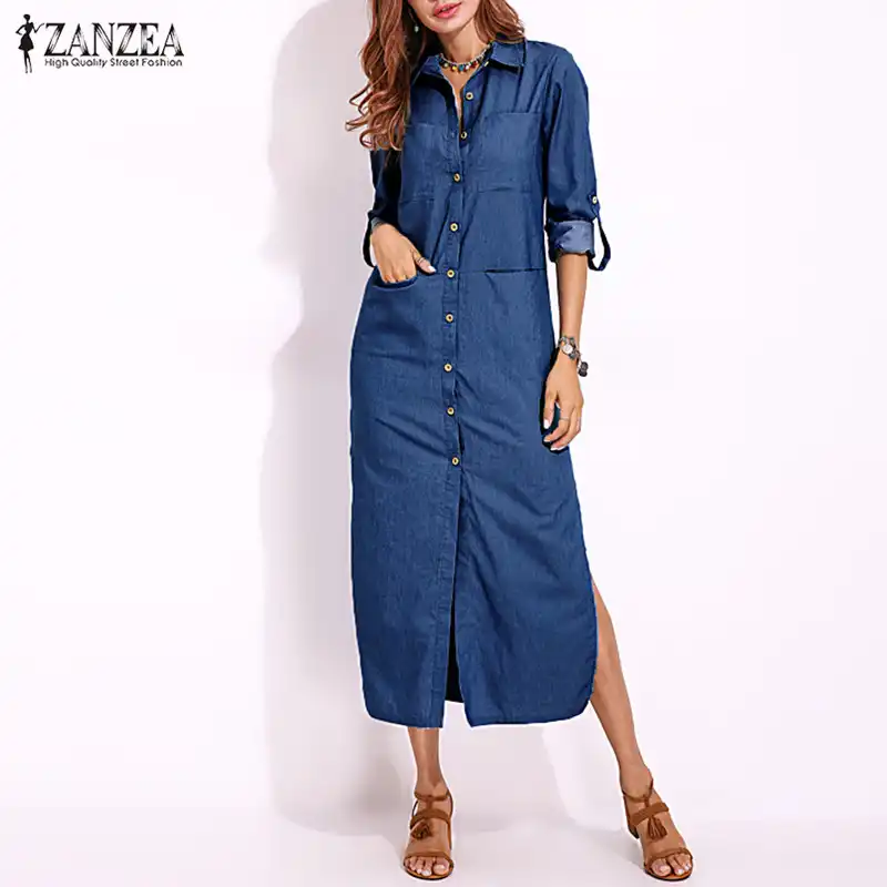 women's plus size denim shirt dress