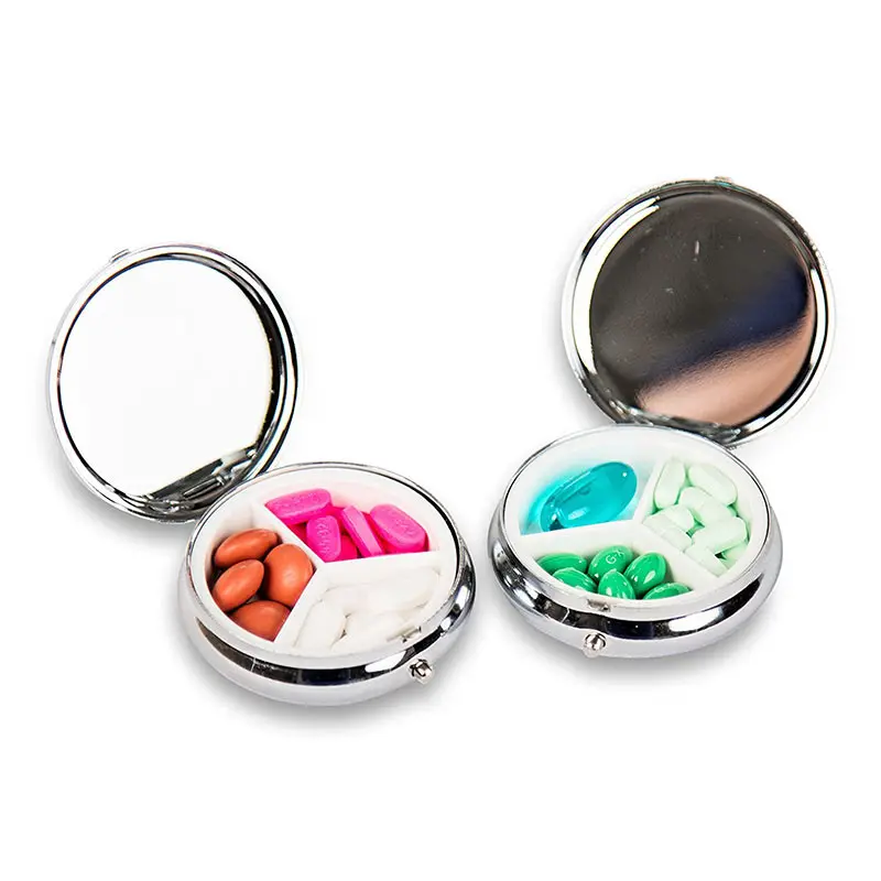 

Portable Pocket Pill Case 3 Compartments Medicine Box Round Pill Organizer Home Health Care Gift