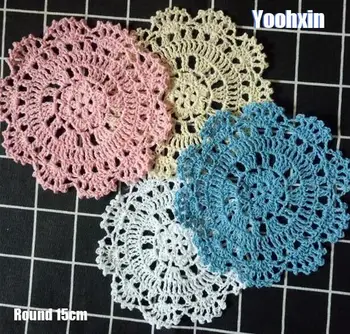 

Vintage Cotton Lace Crochet Doilies Round Napkin Christmas Table Mat Placemat Mug Drink Coasters Cup Pad Party Wedding Decor