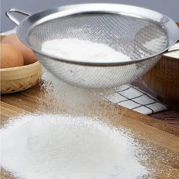 

Silver Color Stainless Steel Fine Mesh Wire Oil Skimmer Strainer Flour Colander Kitchen Gadgets Cooking Spoon Pastry Tools