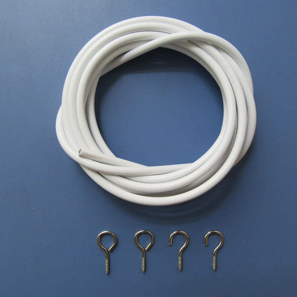 

cyclamen9 White Curtain Wire Hanging with Self-adhesive Hook and Eyes for Net Curtain Rods (3m,white)