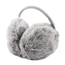 Унисекс зимняя оголовье пушистый искусственный мех уха Pad обратно наушники серый
