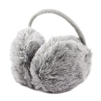 

Unisex Winter Headband Fluffy Faux Fur Ear Pad Back Earmuffs Gray