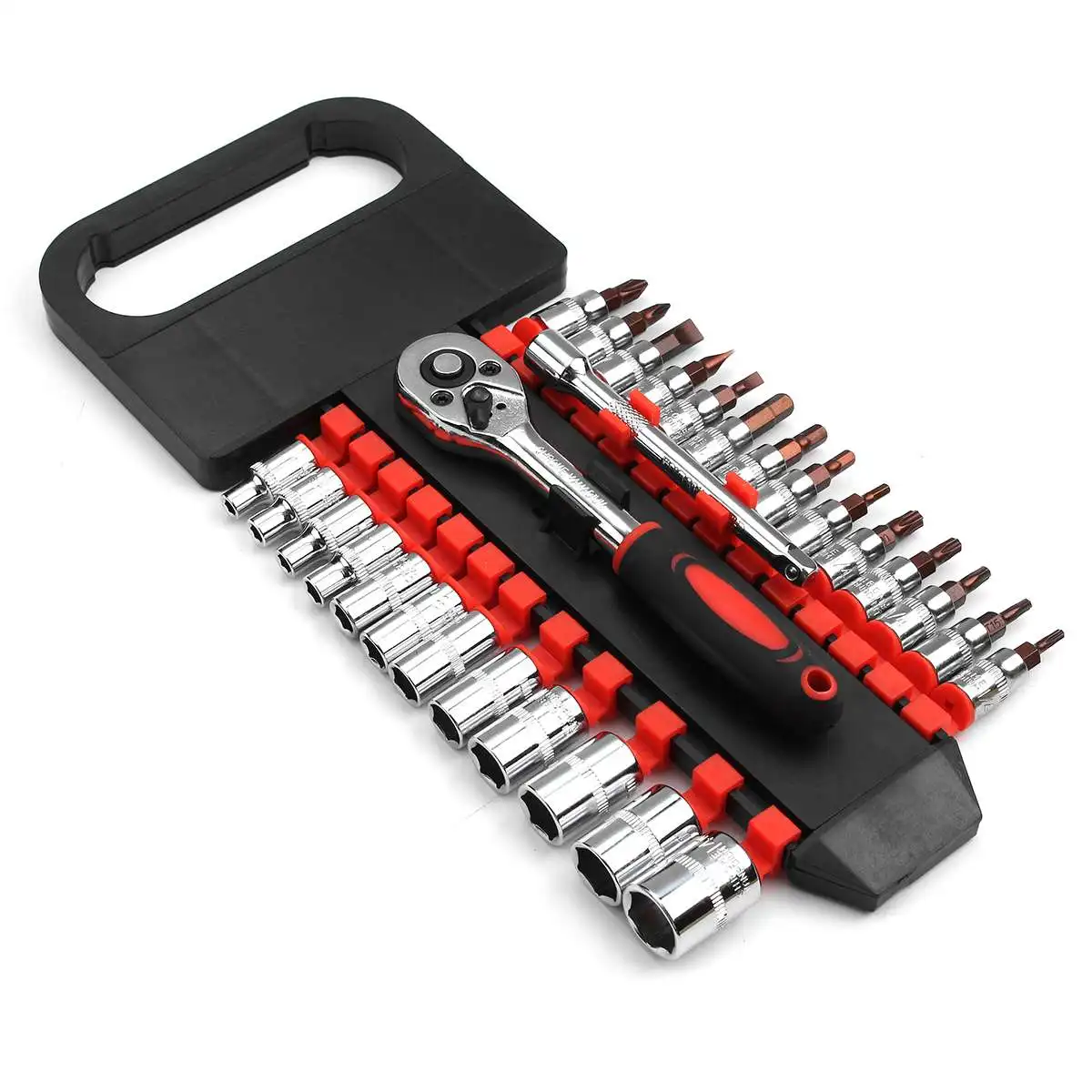 

24pcs 1/4-Inch Car Repair Tool Ratchet Wrench Socket Set ( 6.3MM ) Extension Rod Combo Tools Kit For Bicycle Motorcycle Tool Set