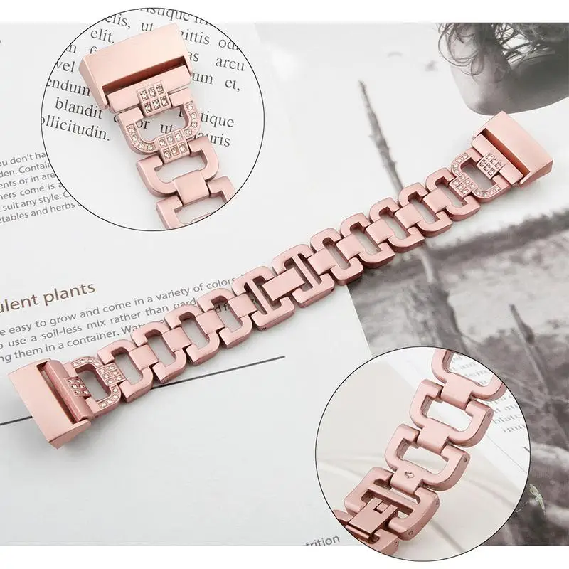 

Metal Alloy Crystal Rhinestone Smartwatch Band Quick Release Bracelet Accessories Straps Wristband For Fitbit Charge 3/SE Smart