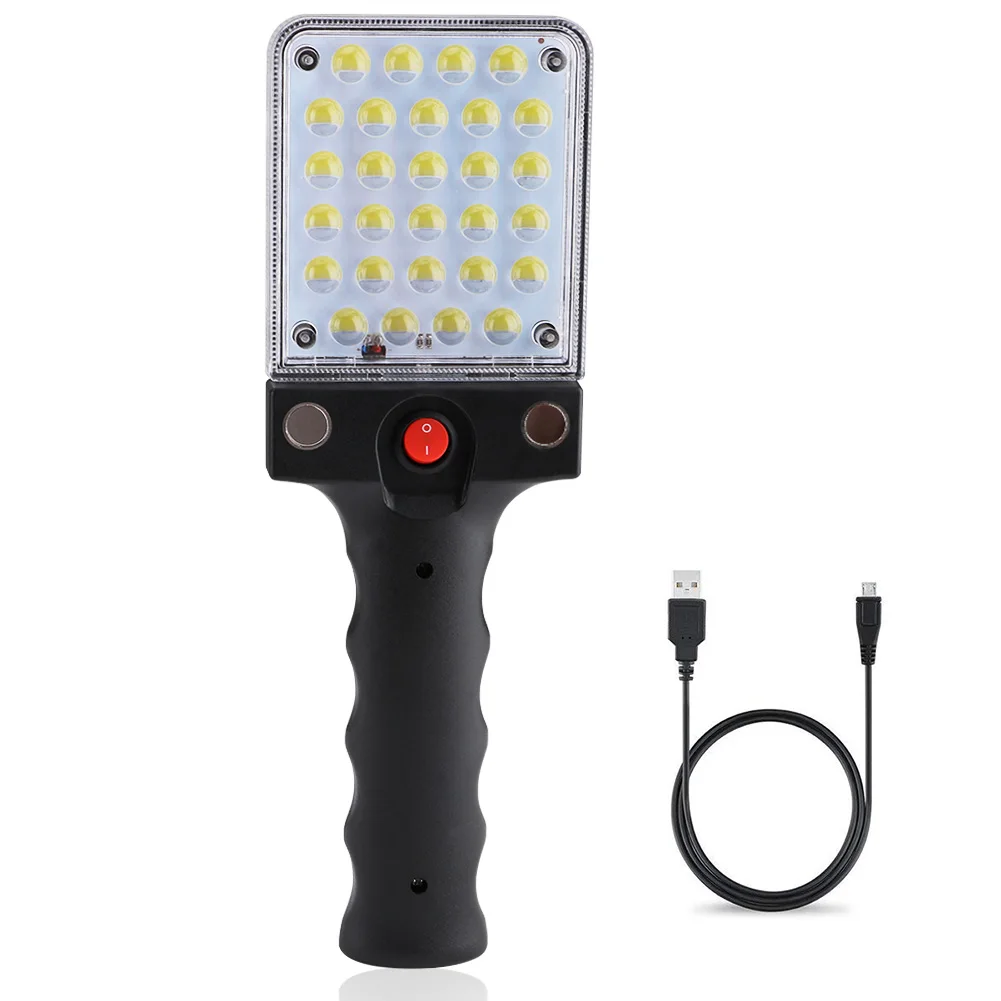 

28 SMD LEDS Magnet Working Light Built In Rechargeable Battery Flashlight With Hook 180 Degree Rotation Working Lamp