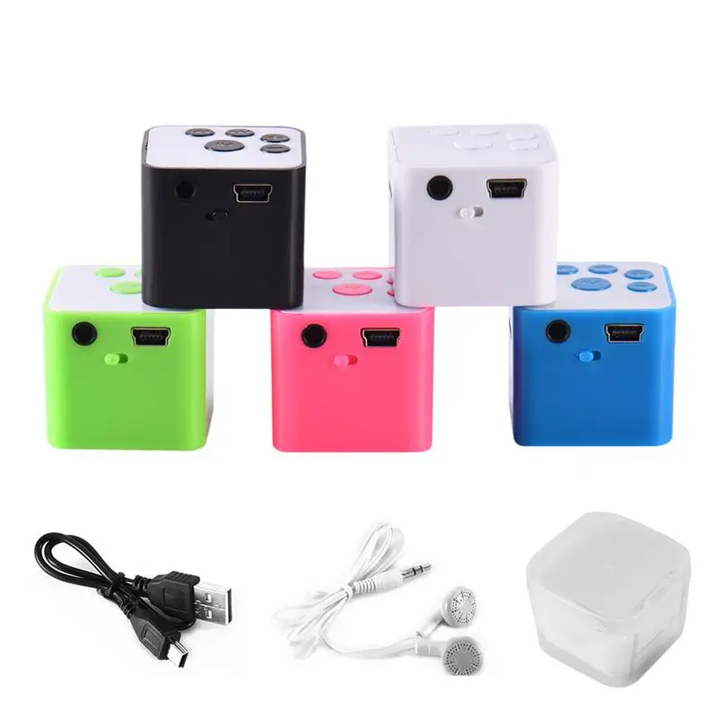 

Cube Shape Speaker With Handfree Mic Key Control Outdoors Sports Climbing MP3 Music Player Portable Mini Speaker Support TF Card