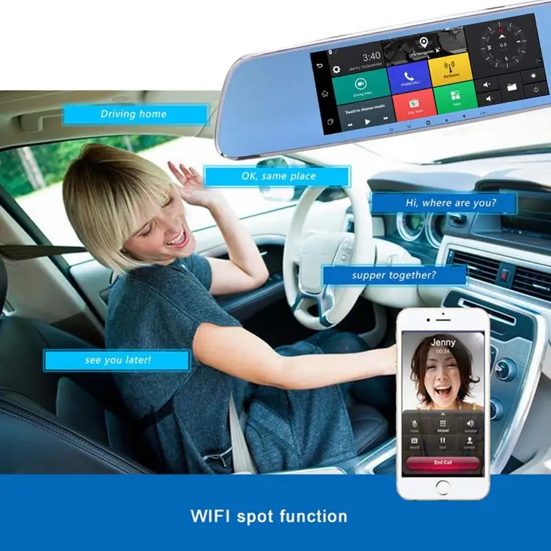 

New 3G Streaming Media Driving Recorder With 7-inch Full Screen Smart Rearview Mirror HD Android Navigation Remote Monitoring