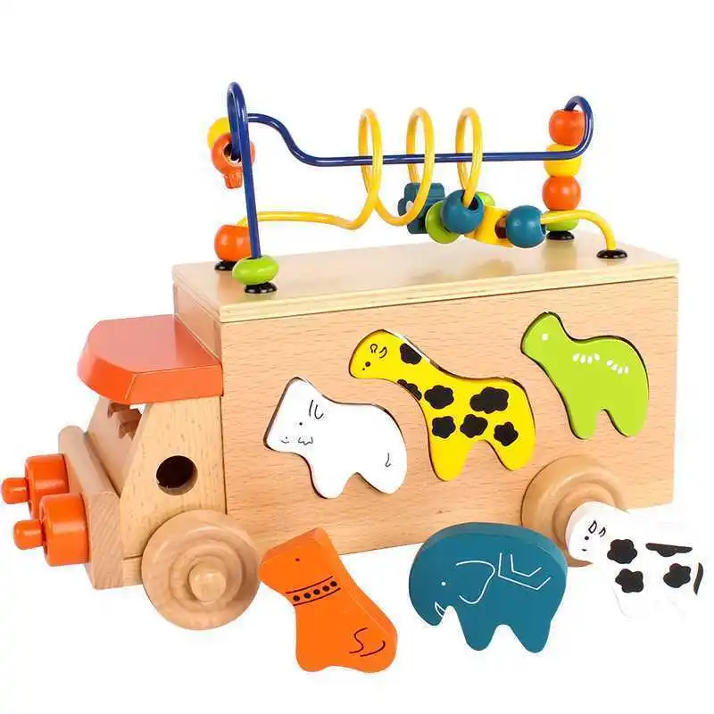 Для раннего развития игрушка montessori животный бисер автобус головоломка с