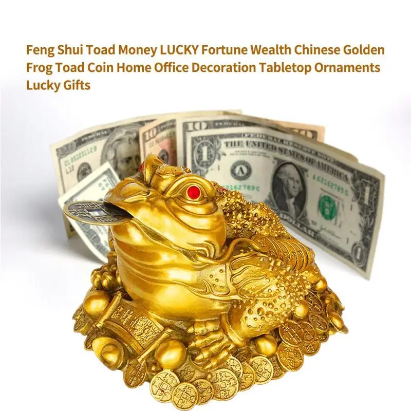 

Feng Shui Toad Money Lucky Fortune Wealth China Golden Frog Toad Coin Home Office DecorationTabletop Ornaments Wealth Gifts A20