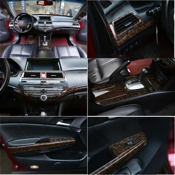 

18Pcs/Set ABS Car Interior Wood Grain Color Cover Trim Panel Overlay Frame Kit Fit For Honda Accord/Crosstour 2008-2012