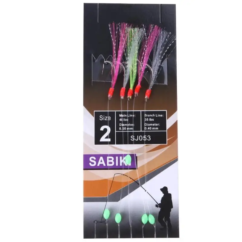 

5PCS Simulation Barbed Sabiki Hook Rigs Size 2 for for Fish Head String Hook Soft Bait Artificial Lure Fishing Accessories
