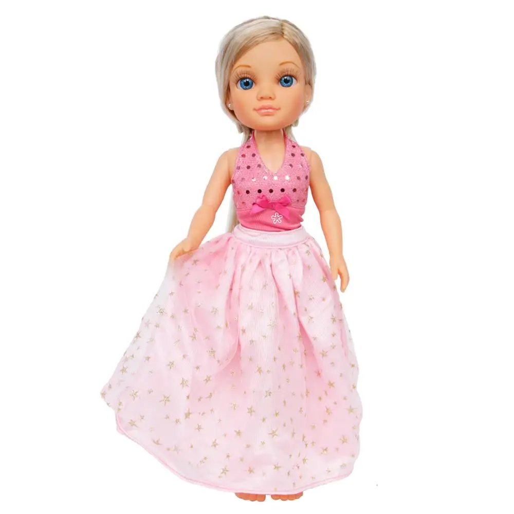 

High Quality Doll Dress for Nancy Doll Party Wear Outfit Princess Shiny Blouse + Pink Skirt Dolls Clothes Accessories Kids Toy