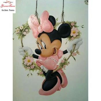 

Golden Panno5D Diamond Painting Cross Stitch Disney Minnie picture full Square Diamond Embroidery Mickey mouse rhinestone Mosaic