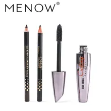 MENOW, брендовый набор для макияжа, густая и длинная Черная тушь и черная/коричневая подводка для глаз, карандаш, комбинация, Косметика для макияжа глаз