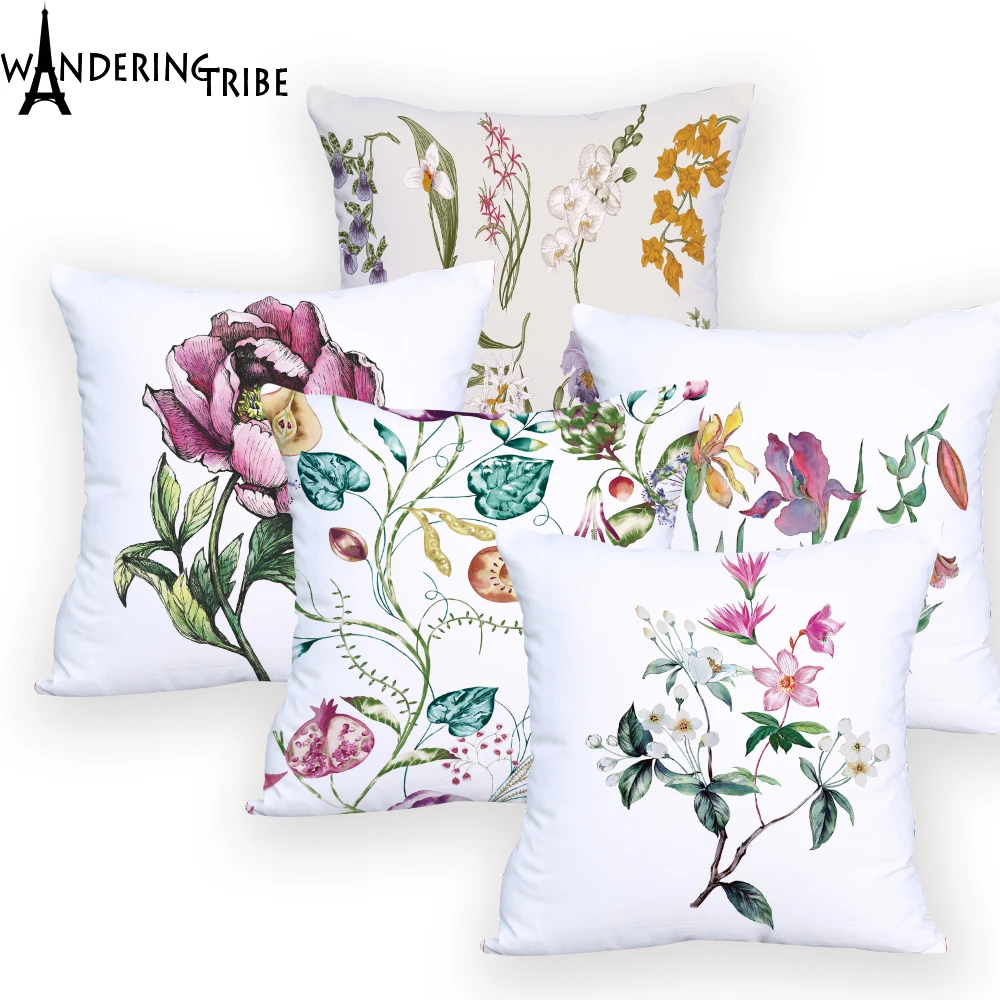 

Flower Printing pillow case Home Sofa Soft kids cushion cover plant throw pillows rectangular for sofa Custom Your