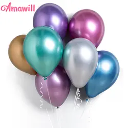 Amawill 10 шт. металлик Chrome латексные шары, гелий толстые блестящие шары для Идеальный День рождения Свадебные украшения 75D