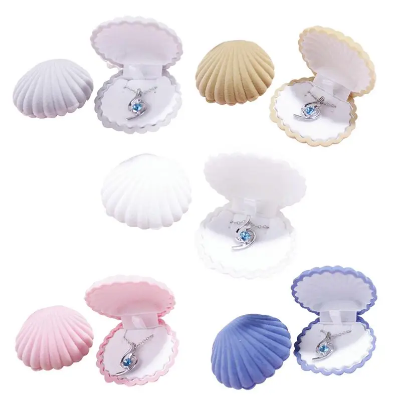 

Jewelry Storage Box Seashell Shape Girl Earrings Plate Jewelry Organizer Case Protable Necklace Ring Multi-function Jewelry Box