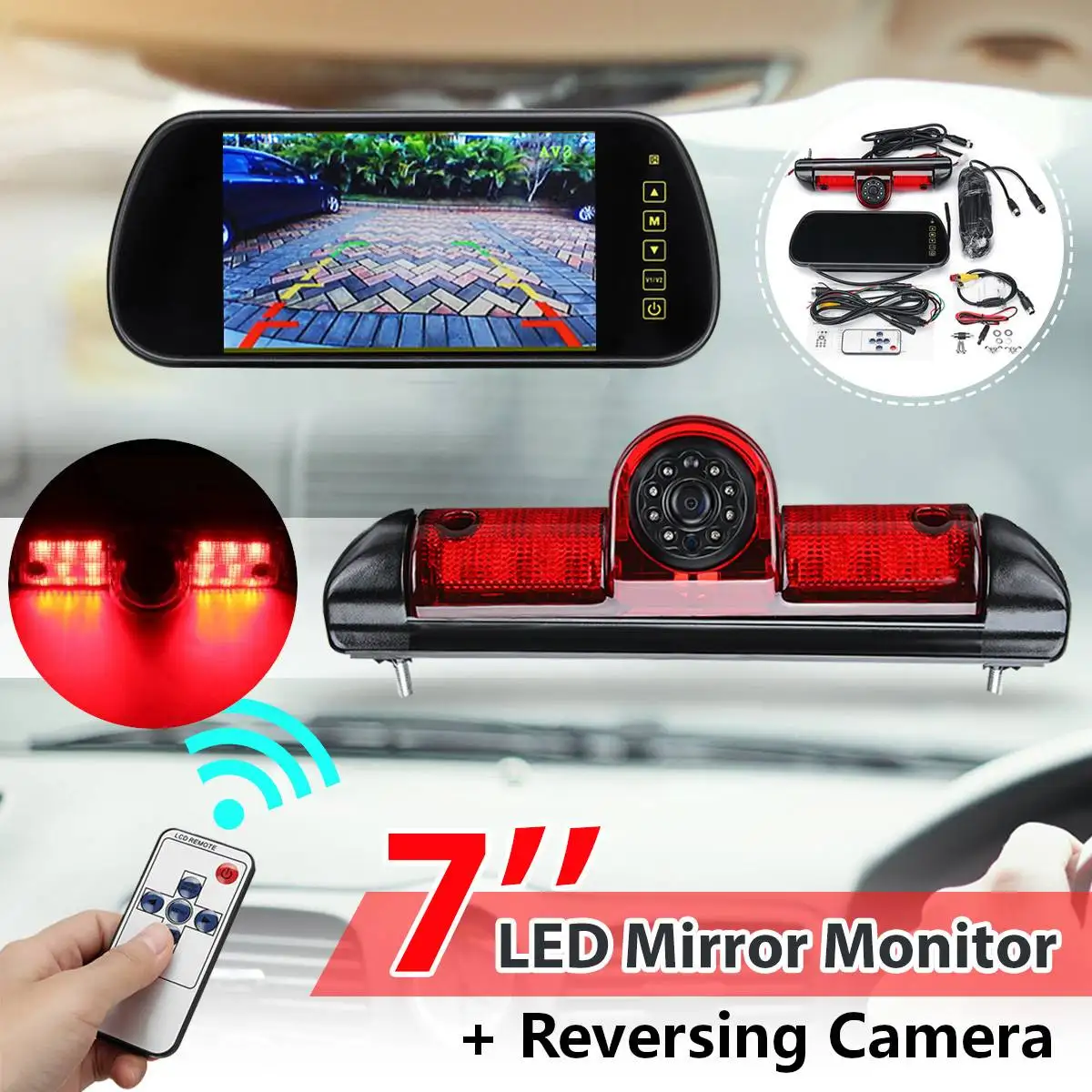 

7" LED Monitor + Reversing Backup Rear View Camera w/ Brake Light For Fiat Ducato for Peugeot Boxer for Citroen Relay