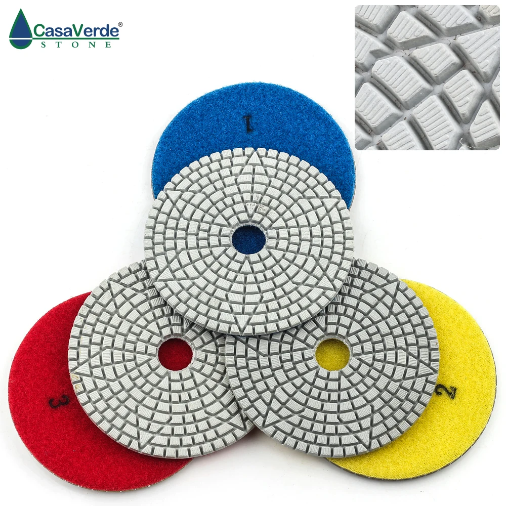 DC WF3PP02 4 inch 100mm flexible wet 3 step diamond polishing pads for