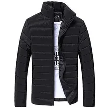 

Hot Sale Men's Winter Parka Solid Stand Collar Zipper Warm Coat Korean Slim Windproof Para Multicolor Low Price