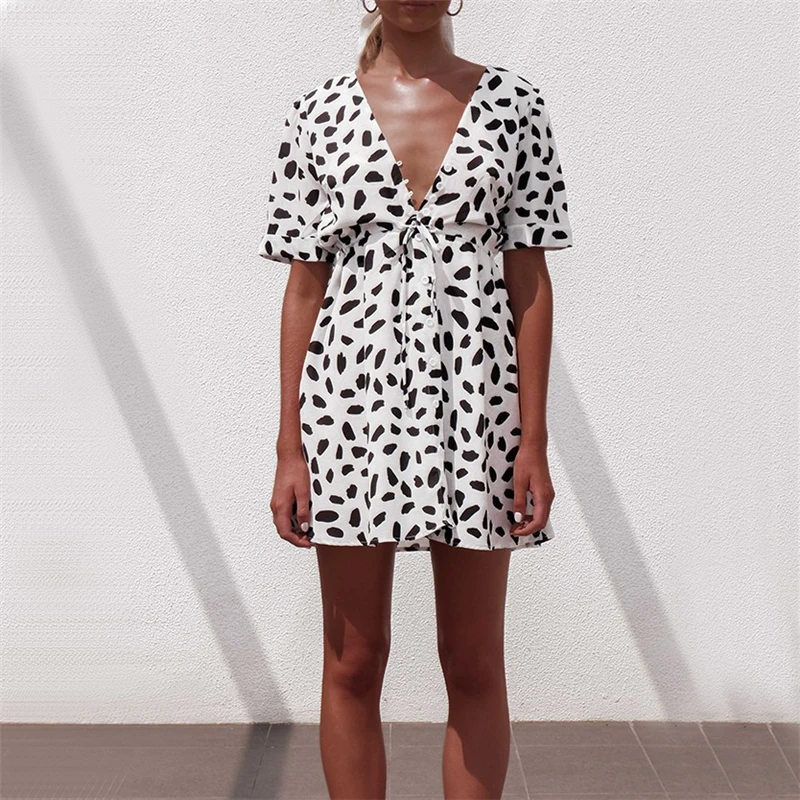 

2019 Mini Summer Dresses Women V Neck Casual Beach Sundress Sexy Wrap Bodycon Dress Female Vestidos De Verano Sun Dress Mujer