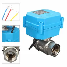 2-полосная 3-синий провод Нержавеющая сталь 1/" Электрический моторизованный шаровой клапан DC12V DN15 0-100 градусов Энергосберегающие для нефтехимической промышленности