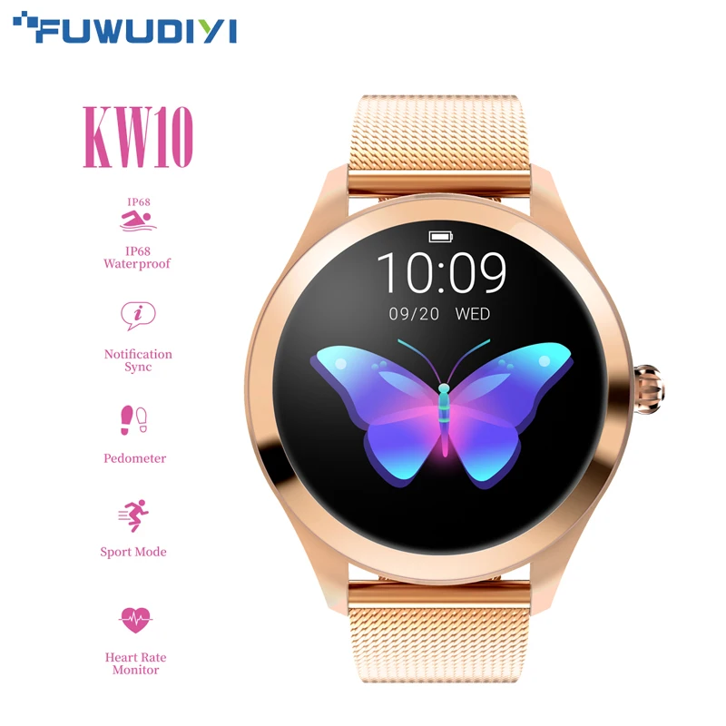 

FUWUDIYI Pedometer KW10 Women Smart Watch IP68 Waterproof Heart Rate Monitor Message Call Reminder IOS Smart Watch Men Android
