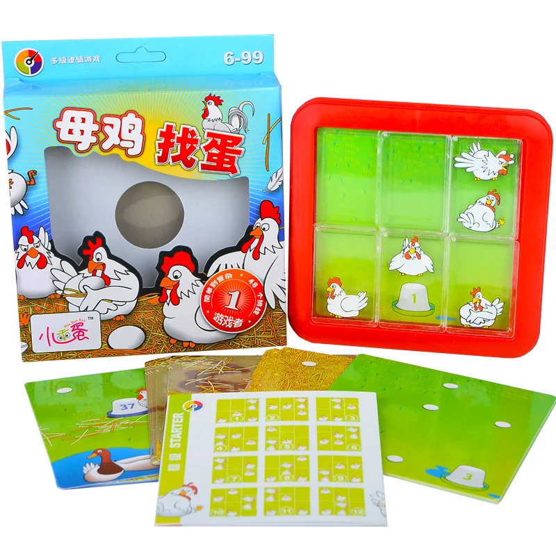 

Plastic Puzzle Board Game Chicken Match Egg Intelligence Square Move Logic Thinking Board IQ Brain Training Toys For Children