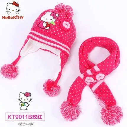 Hellokitty/шапка для девочек; шарф; детский утепленный вязаный шарф; зимний детский конец линии