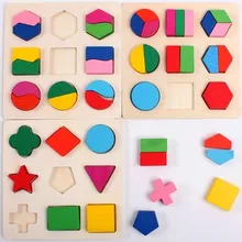 1 Pcs Learning Education Wooden Math Puzzle Toys For Children Educational Equipment Resources Geometry Gifts