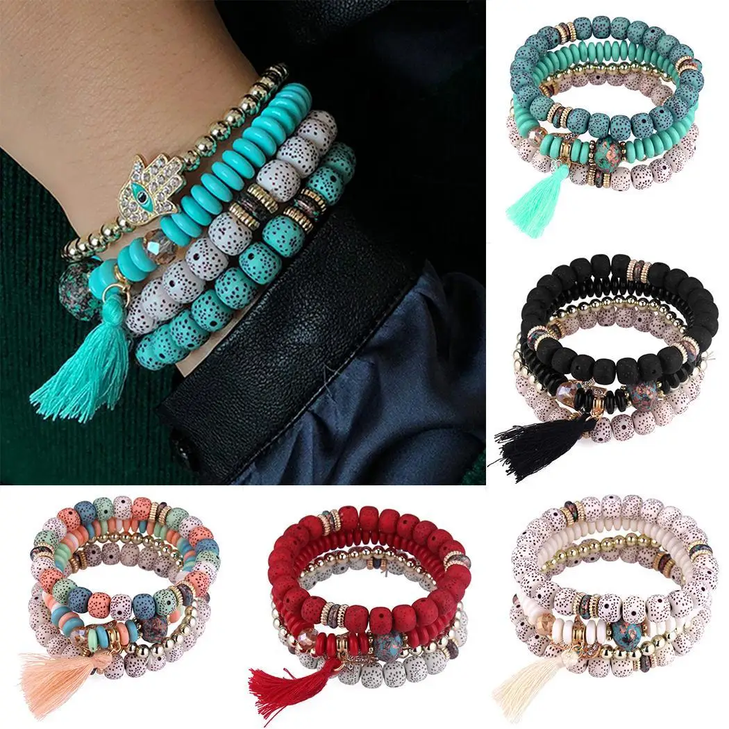 

Women Bracelet Beads Multi-layers Beauty 6cm Wristband New Everyday 2 4inch Bangle Fashion Tassel