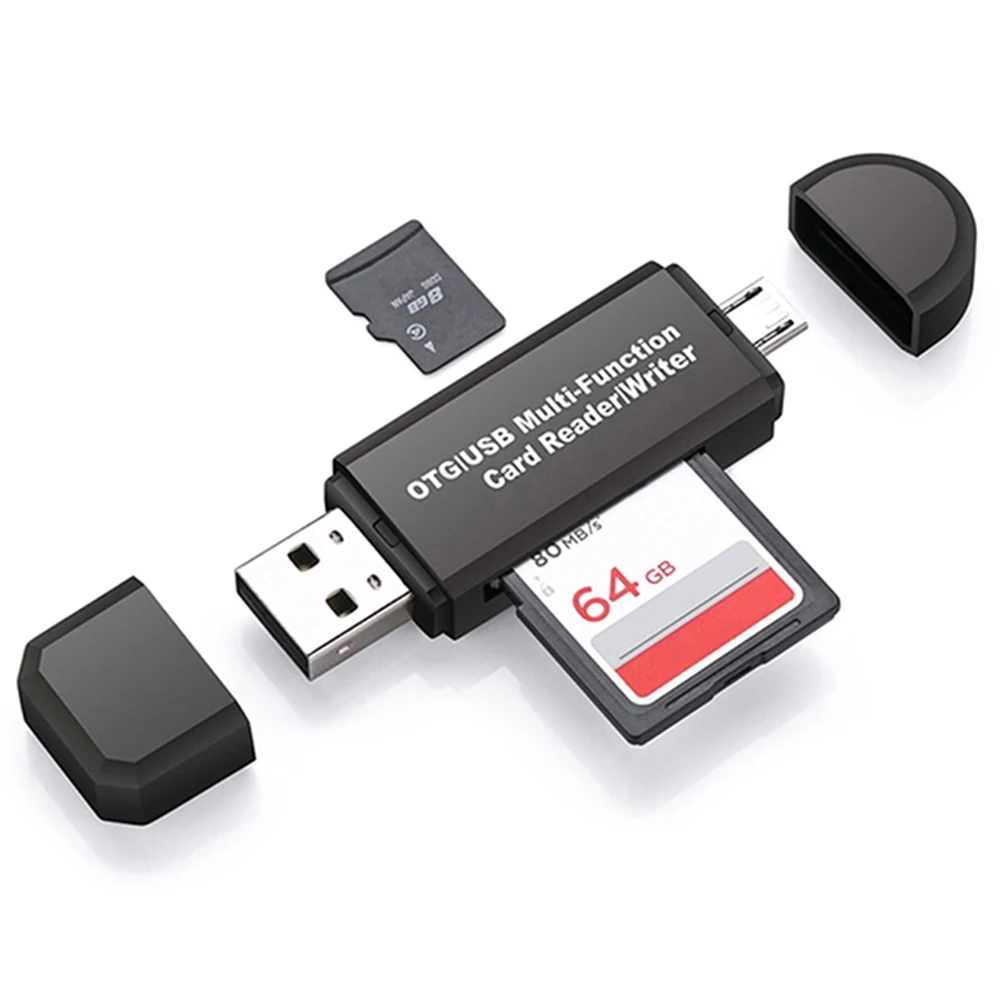 

2 in 1 Multifunction SD / TF OTG Card Reader for USB / Micro USB Phone Devices Support 128GB Max for PC Tablet Android Cellphone