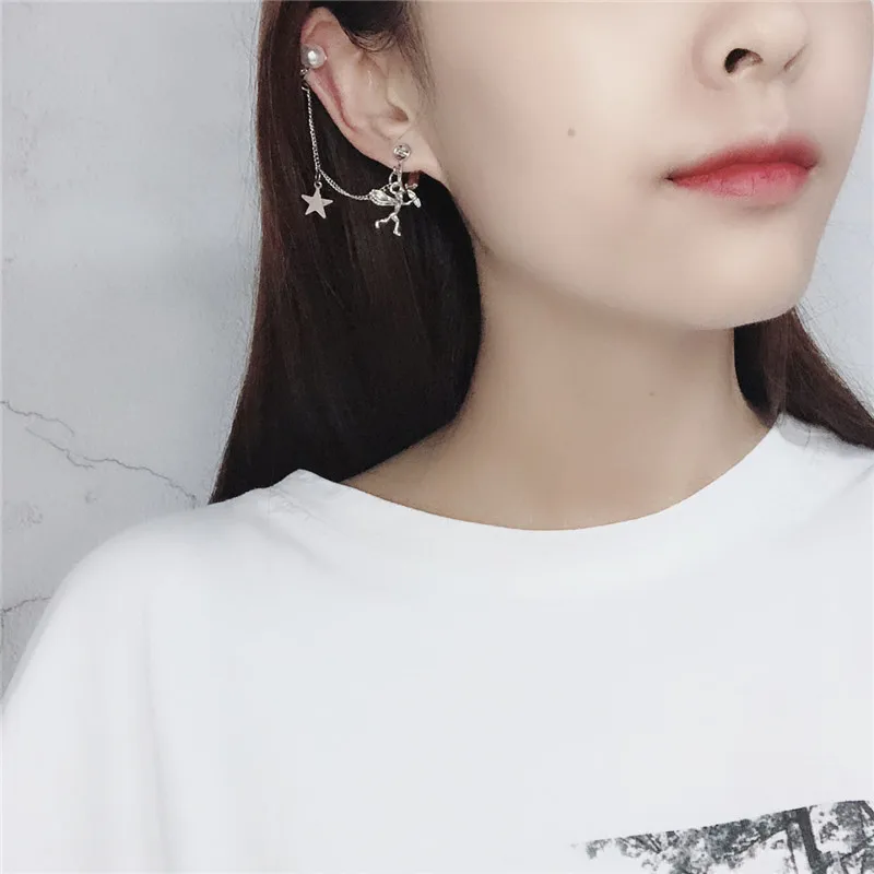 

2019 New Fashion Cupid Imitation Pearl Earrings Women's Pop Punk Style Ear Female Jewelry