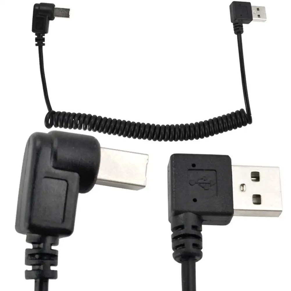 

1.5m/5ft USB 2.0 Type A Male to USB Type B Male Right Angle Coiled Printer Cable USB Printer