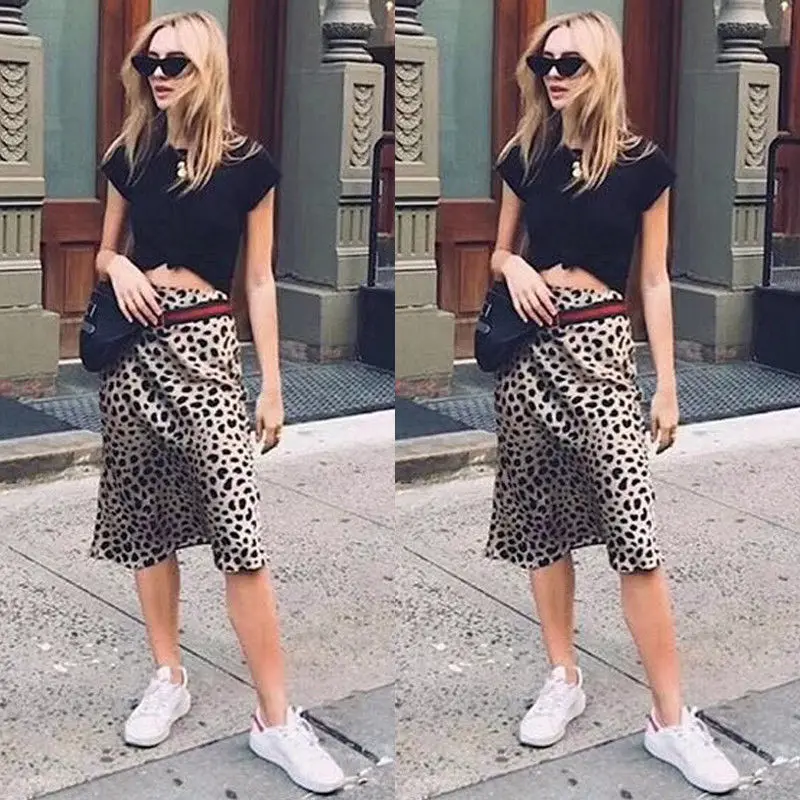 

Hot Sale Women Fashion Casual Skirts High Waist A Line Skirt Loose Leopard Skirt Plus Size