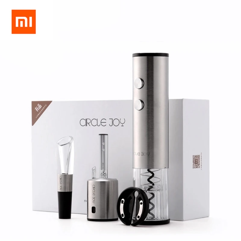 

2018 Xiaomi Youpin Circle Joy Electric Bottle Opener Stainless Steel Electric Corkscrew Foil Cutter Base Cork 4 In 1 Gift Box