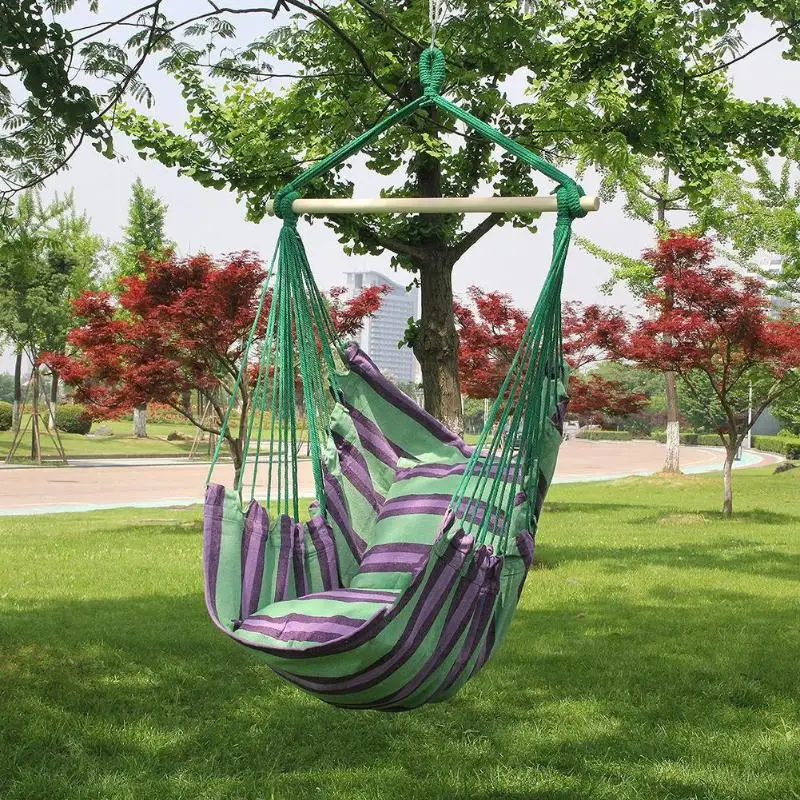 

Garden Hammock Swing Chair Hanging Bed With 2 Pillows for Outdoor Adults Kids Leisure Hammock Hanging Chair