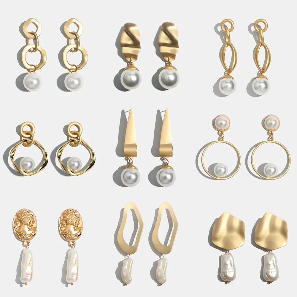 

Flatfoosie Boho Fashion Pearl Flower Drop Earrings For Women Geometric Dangle Statement Earring Jewelry Wedding Party Girl Gifts