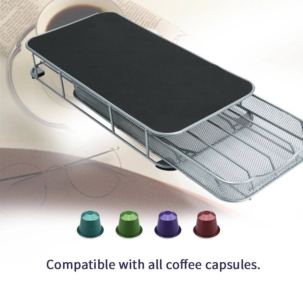 

40pcs Coffee Pod Holder Stand Coffee Capsule Coffee Pod Holder Tower Stand Capsule Rack Storage Metal Shelve Drawer