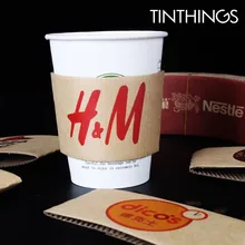 Заказной одноразовый рукав для стаканчиков двухэтажный крафт гофрированная бумага для кофе, чая, сока рукав для стаканчиков заказной поставщик печать логотипа