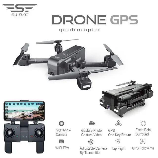 SJRC Z5 Квадрокоптер с HD 1080P камерой GPS Дрон 5G Wifi FPV удержание высоты следуй за мной