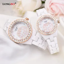 Модные креативные белые керамические часы с цветочным узором, женские часы с вырезом, как MK Gucse watch
