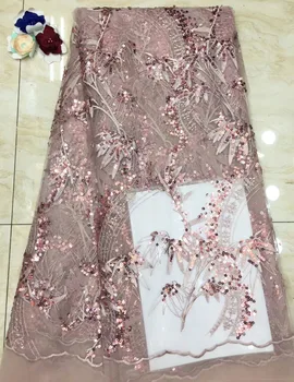 

African lace fabric 2019 high quality french net lace Swiss voile guipure embroidered tulle mesh sequins lace fabric for women