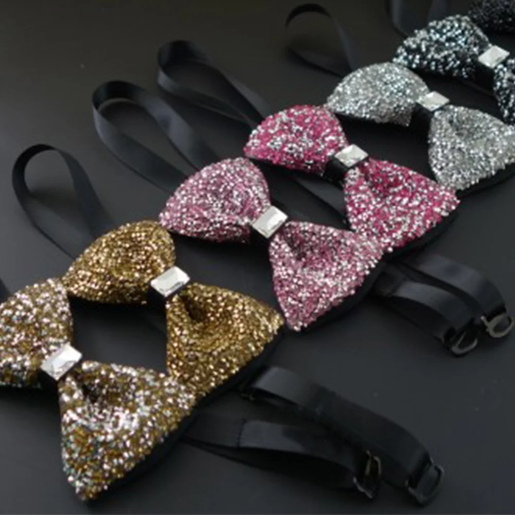 Сияющий Кристалл Bling бабочка завязанный бантик галстук для мужчин Свадебная